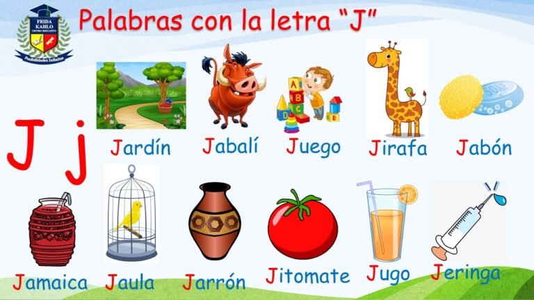 LA LETRA J| en INGLES y ESPAÑOL con sus PALABRA
